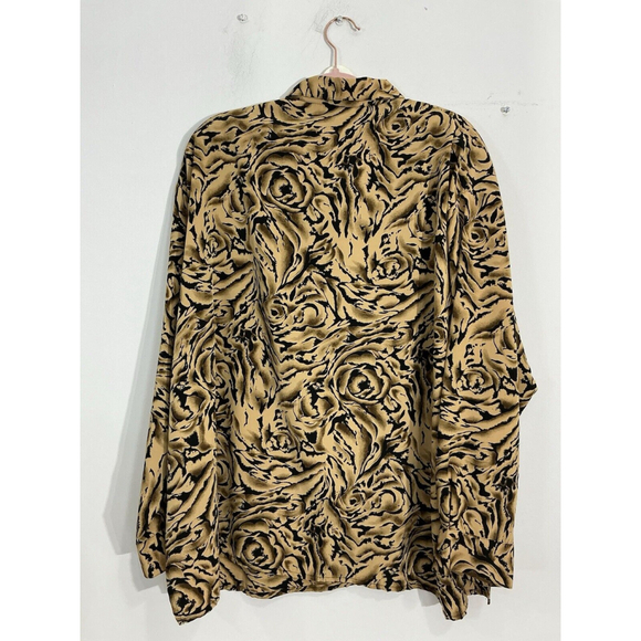 Womans Style Exchange 3X Brown Black Geometric Button Up Blouse - Picture 2 of 7